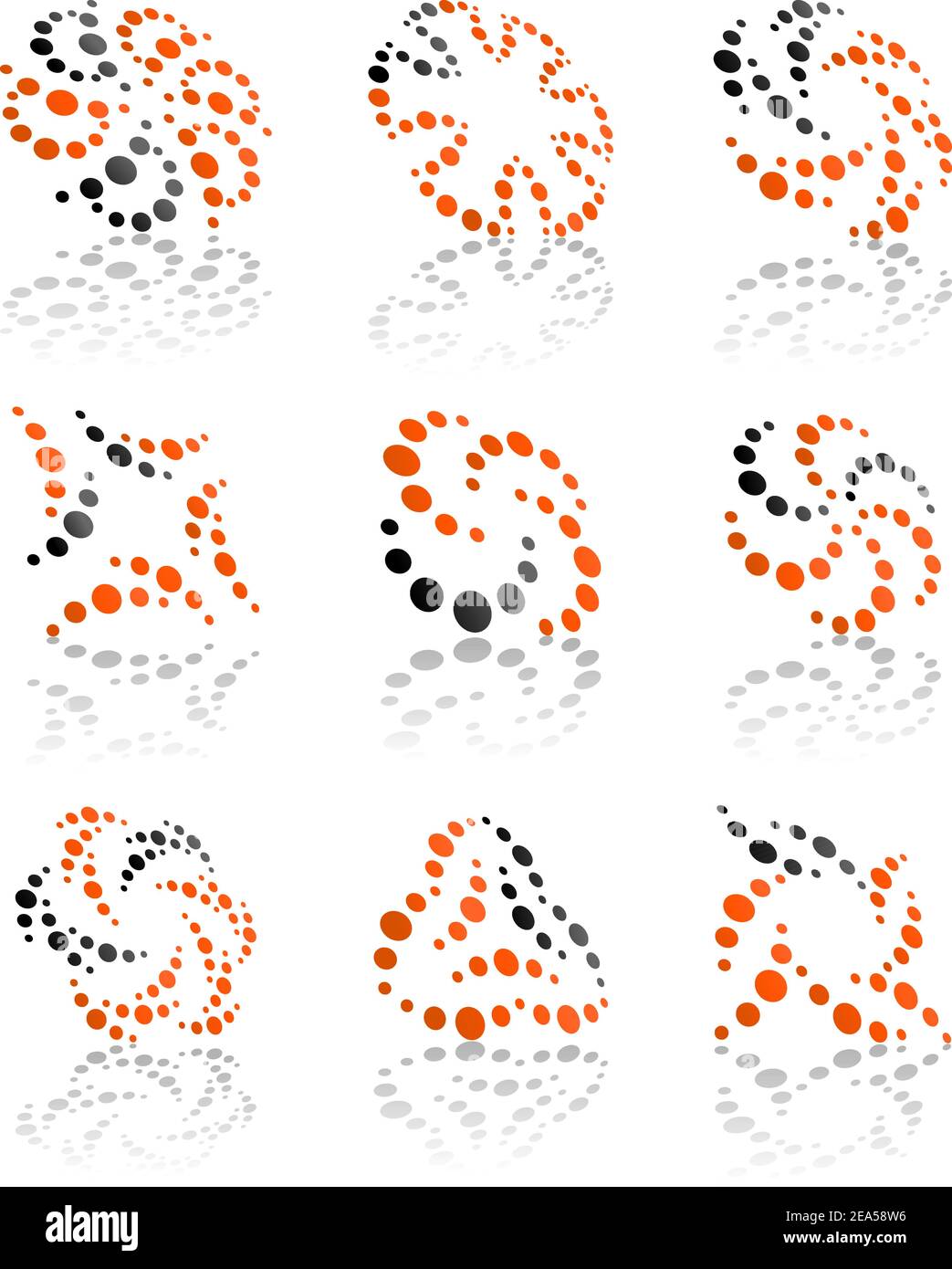 Set of abstract icons and symbols with reflections for business design ...