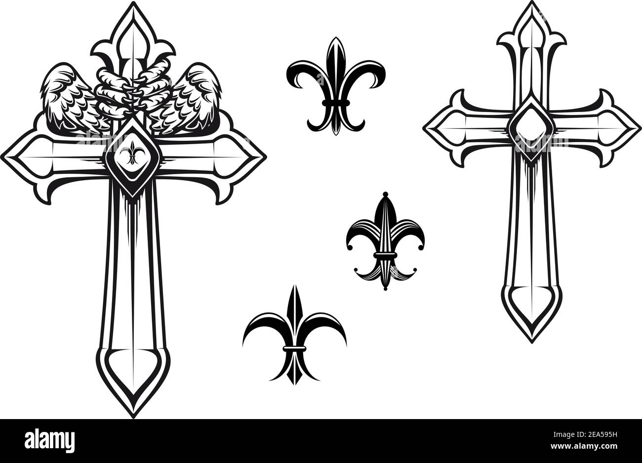 Vintage stone cross with heraldic elements for design Stock Vector Image &  Art - Alamy