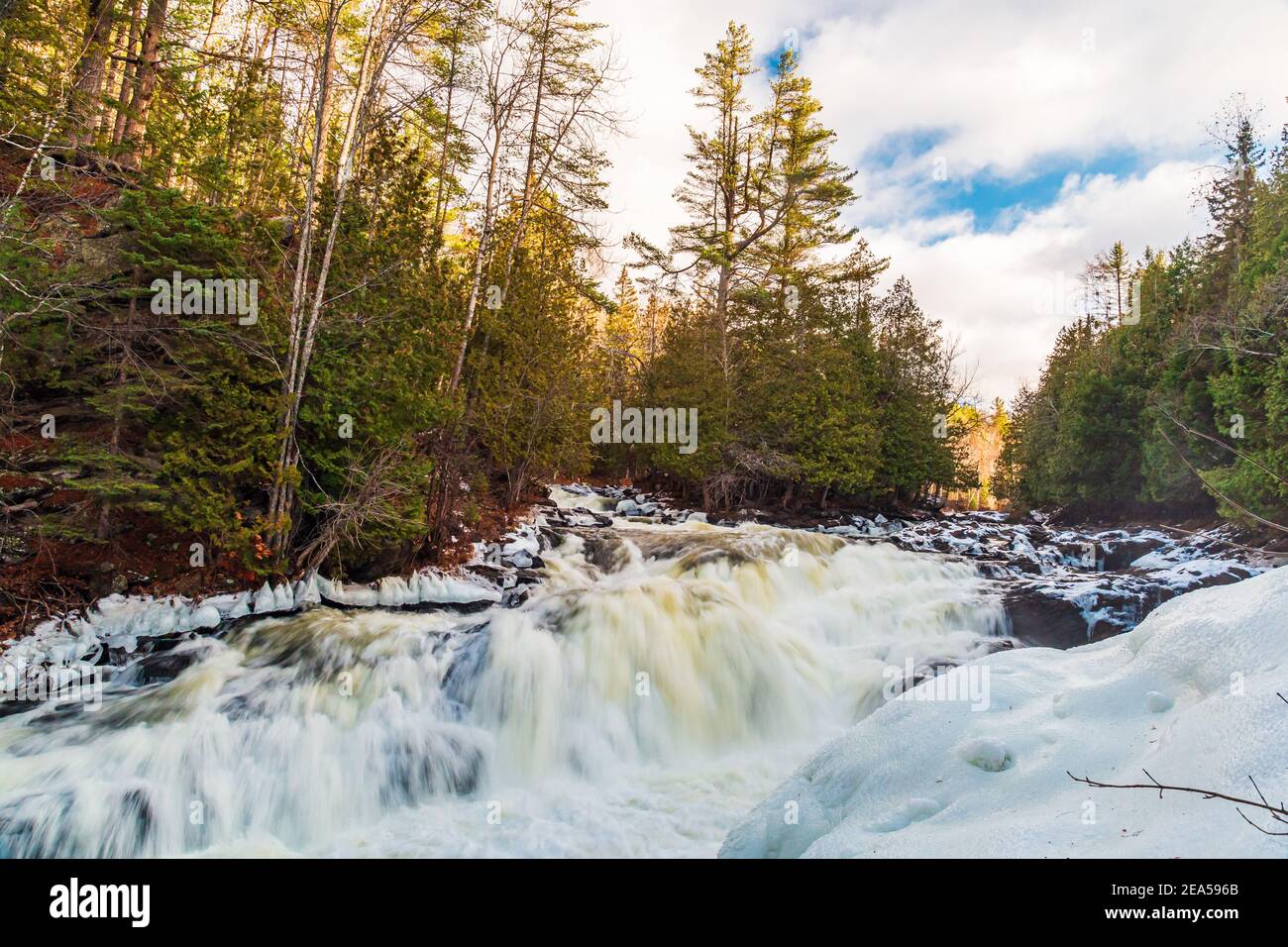 Egan Chutes Conservation Area Bancroft Ontario Canada in Winter Stock