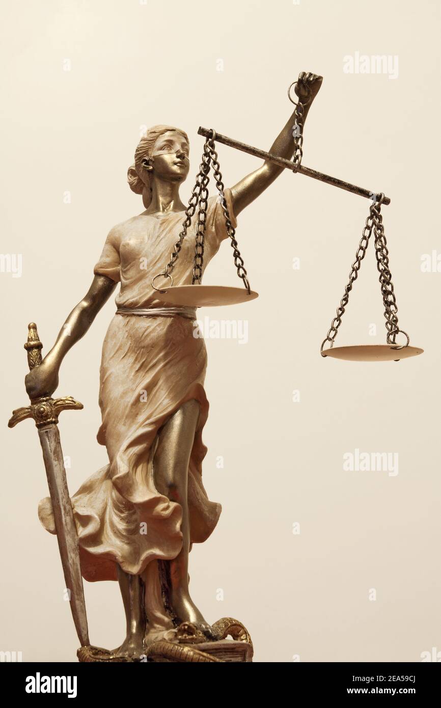 Justice (greekthemis,latinjustitia) blindfolded with scales, sword