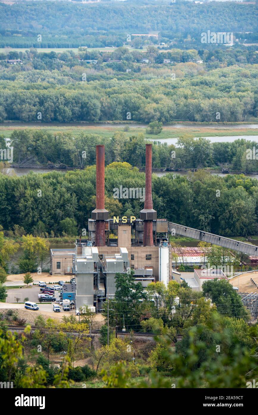 Red Wing, Minnesota. The Red Wing Generating Plant built in the 1940s as a coal-fired generating facility was converted to burn refuse-derived fuel. R Stock Photo
