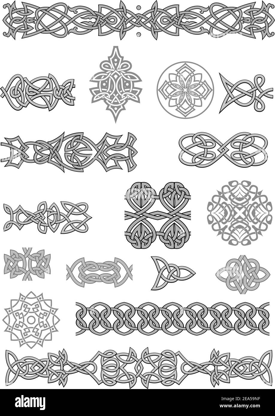 Celtic ornaments and patterns set for embellish and ornate Stock Vector
