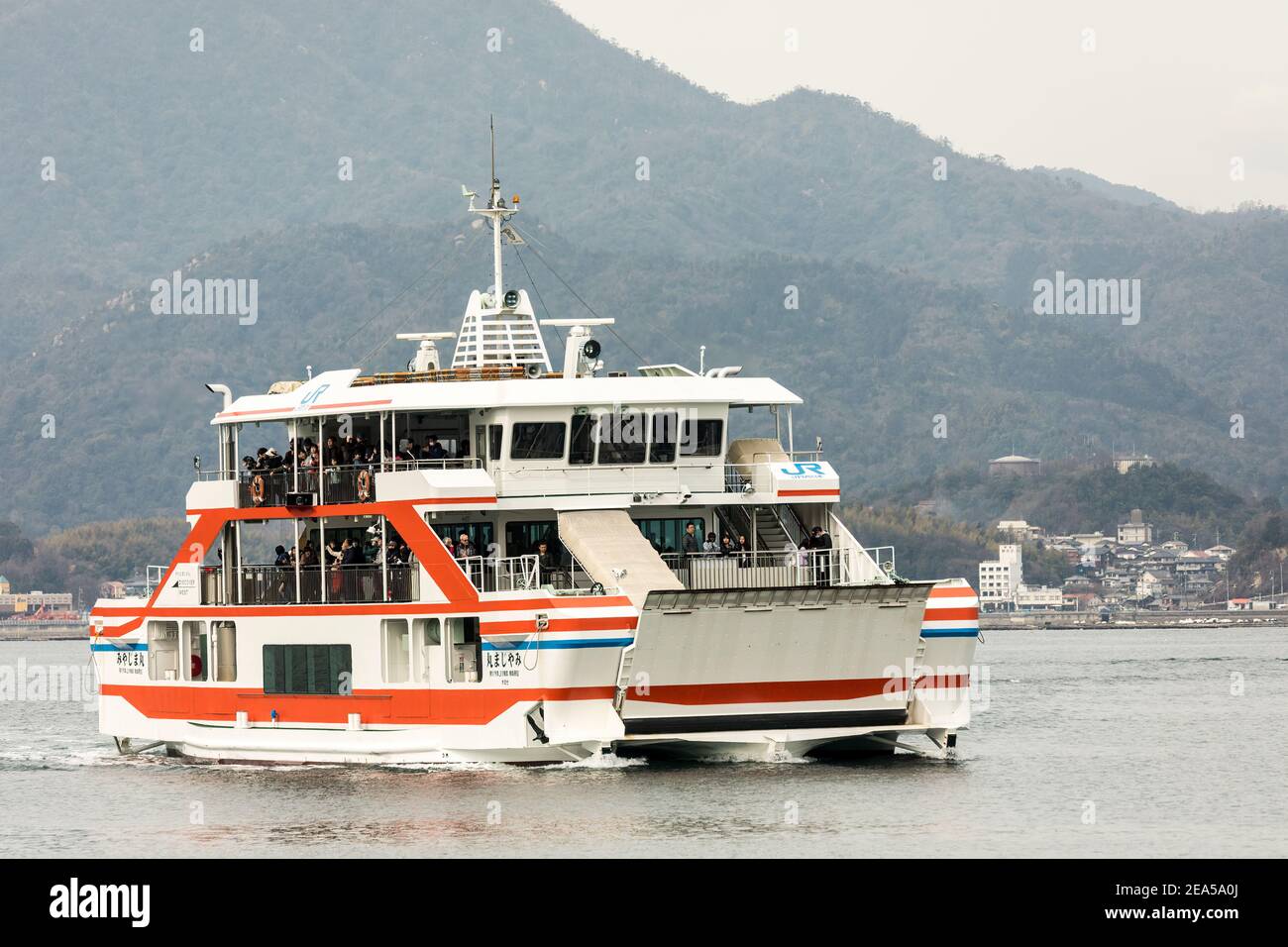 The Miyajima Maru passenger ferry to the island, Japan Stock Photo
