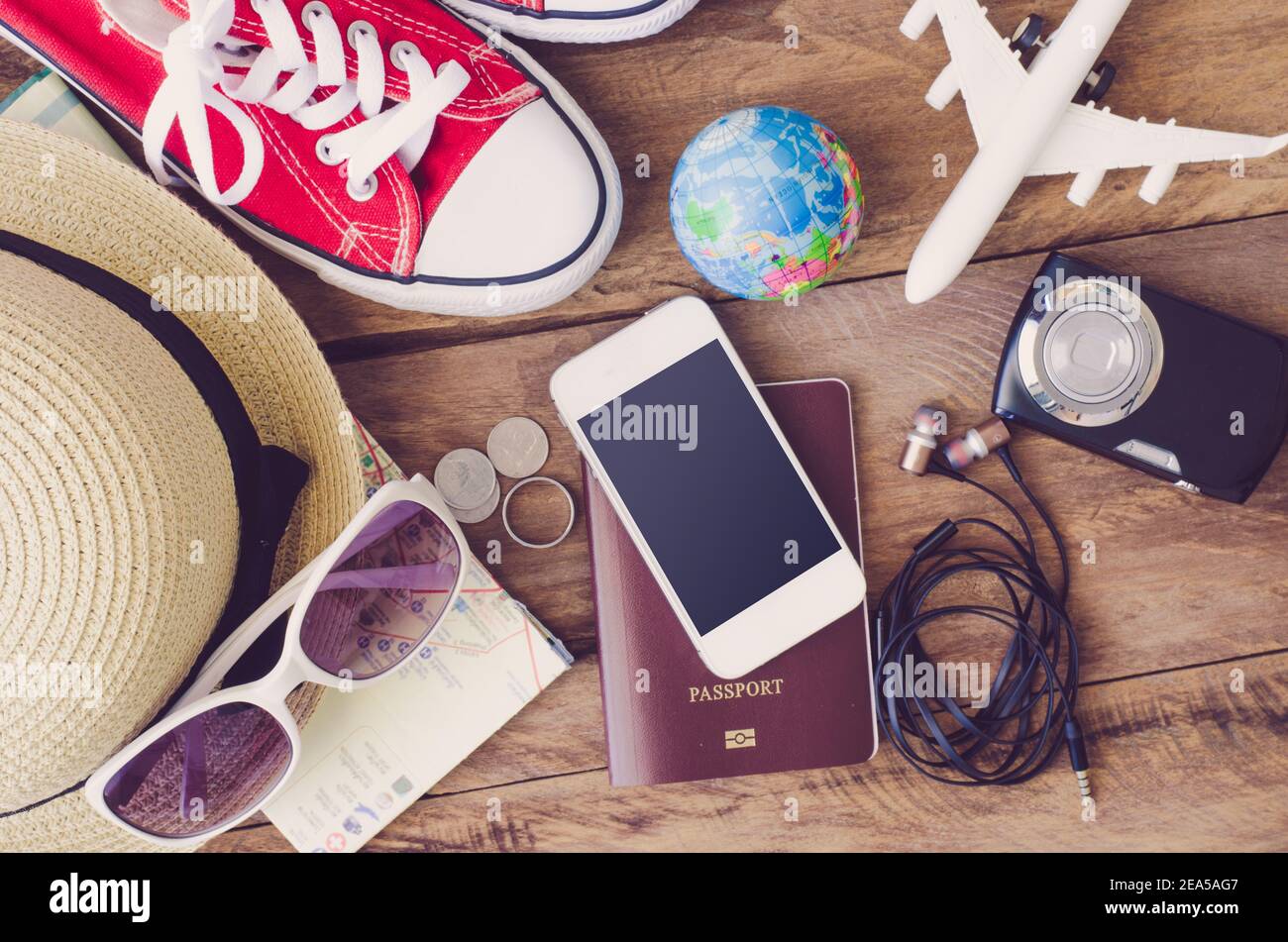 Travel accessories costumes. Passports, luggage, The cost of travel ...