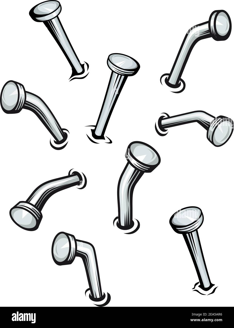 Set of nails on wall in cartoon style Stock Vector Image & Art - Alamy