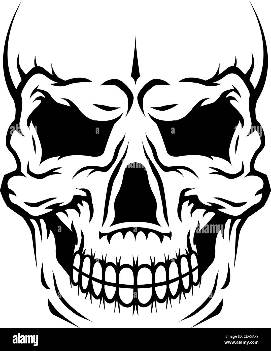 Hellish Grin Of Dangerous Human Skull Sketch Drawing For Tattoo Or Tshirt  Print Design Usage With Laughing Skeleton Character And Caption Danger  Royalty Free SVG Cliparts Vectors And Stock Illustration Image 59591782