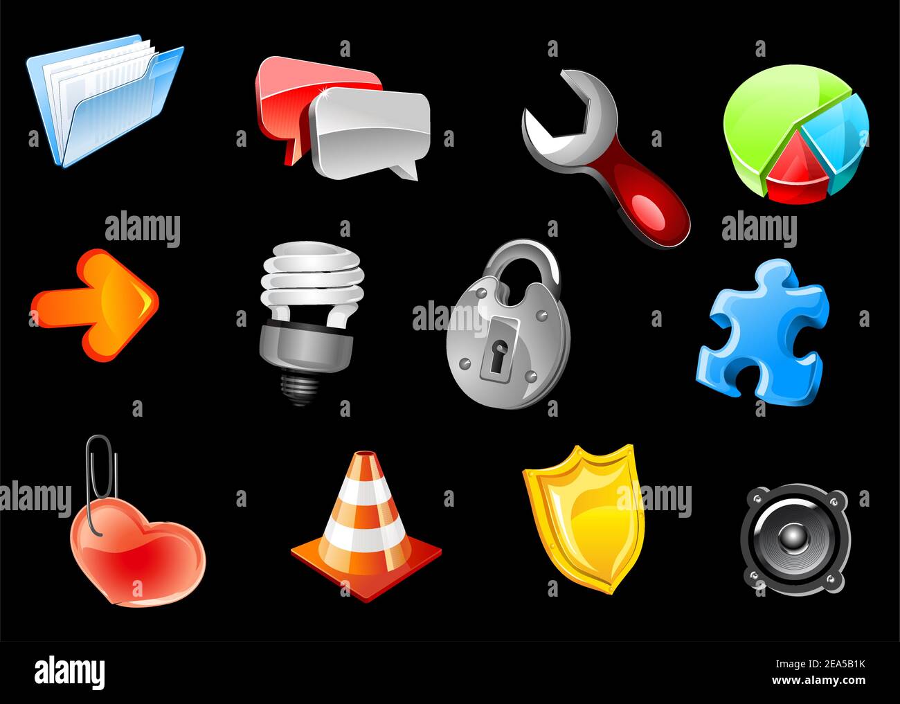 Glossy icons set for web and internet design Stock Vector