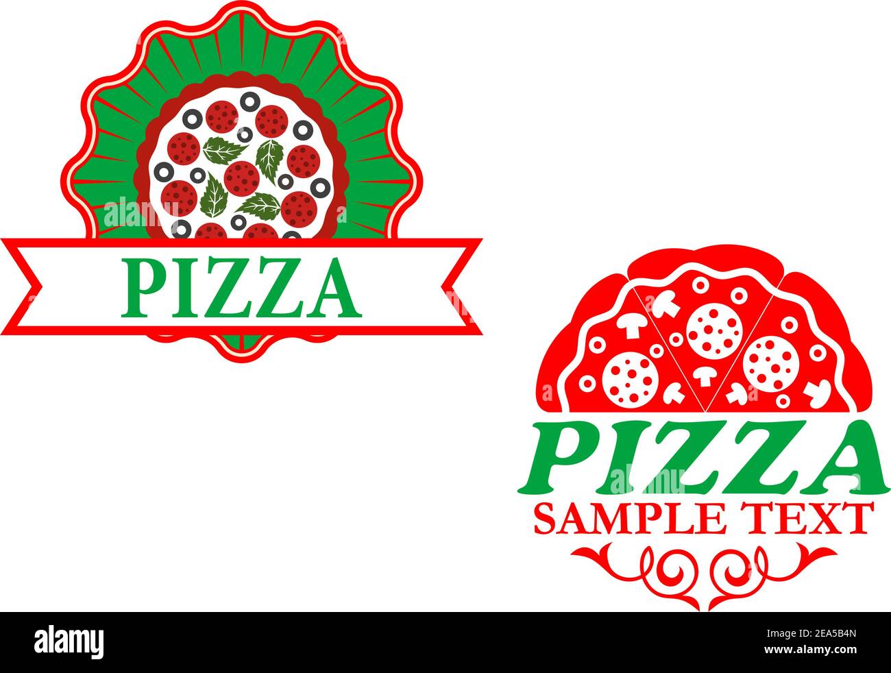 Italian pizza emblems and banners for fast food design Stock Vector ...