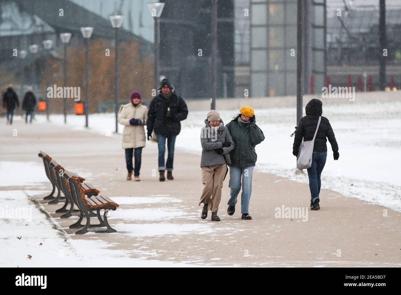 Berlin Germany 7th Feb 2021 People Walk In Snow In Berlin Capital Of Germany Feb 7