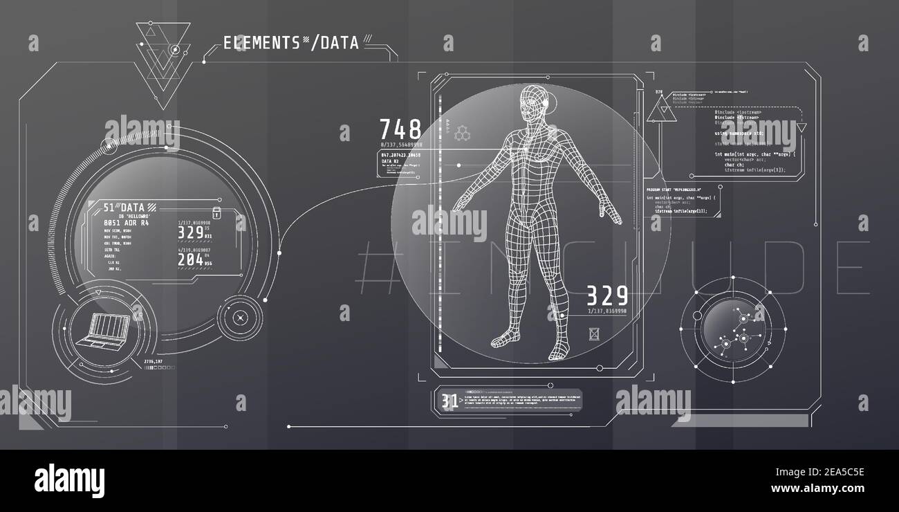 Design of the virtual interface of the data protection program. Stock Vector