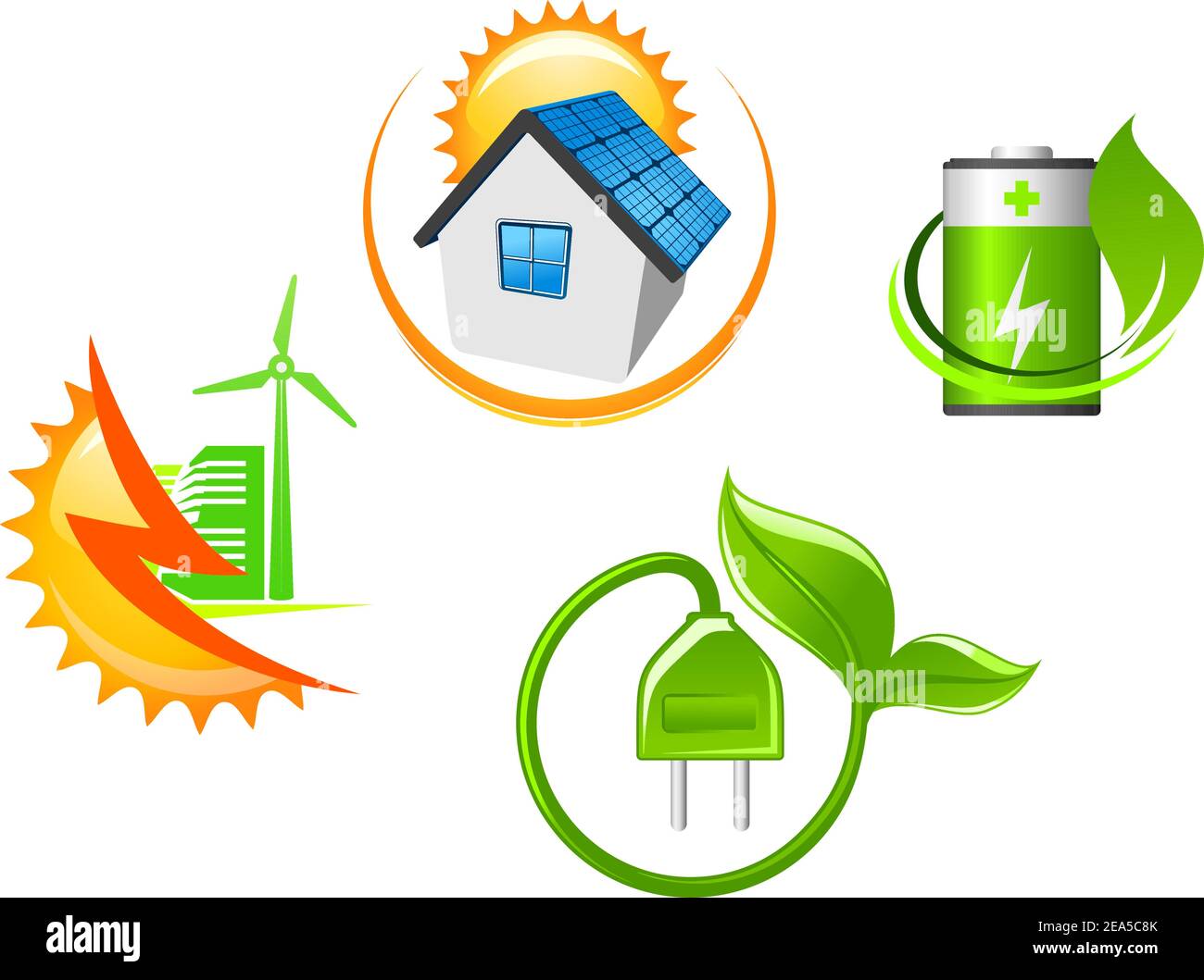 Set of ecological icons for environment design in glossy style Stock ...
