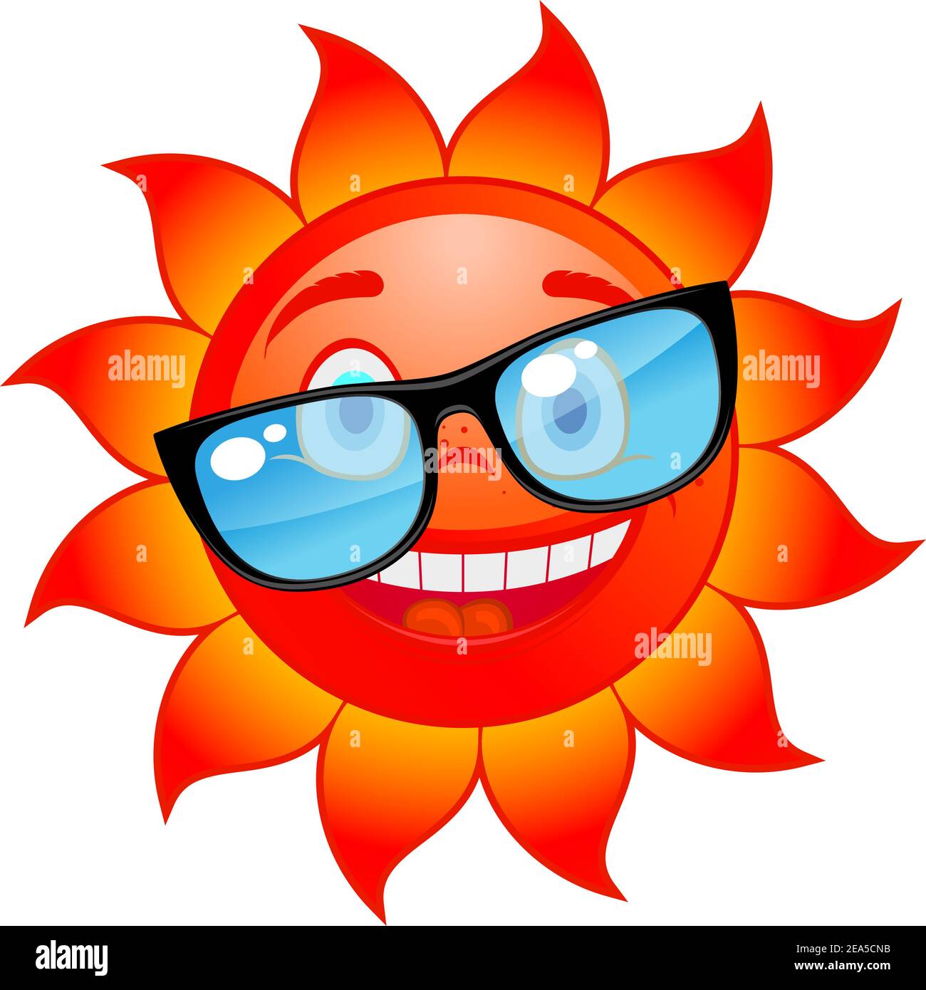 Happy red and hot sun in sunglasses. Cartoon style Stock Vector Image