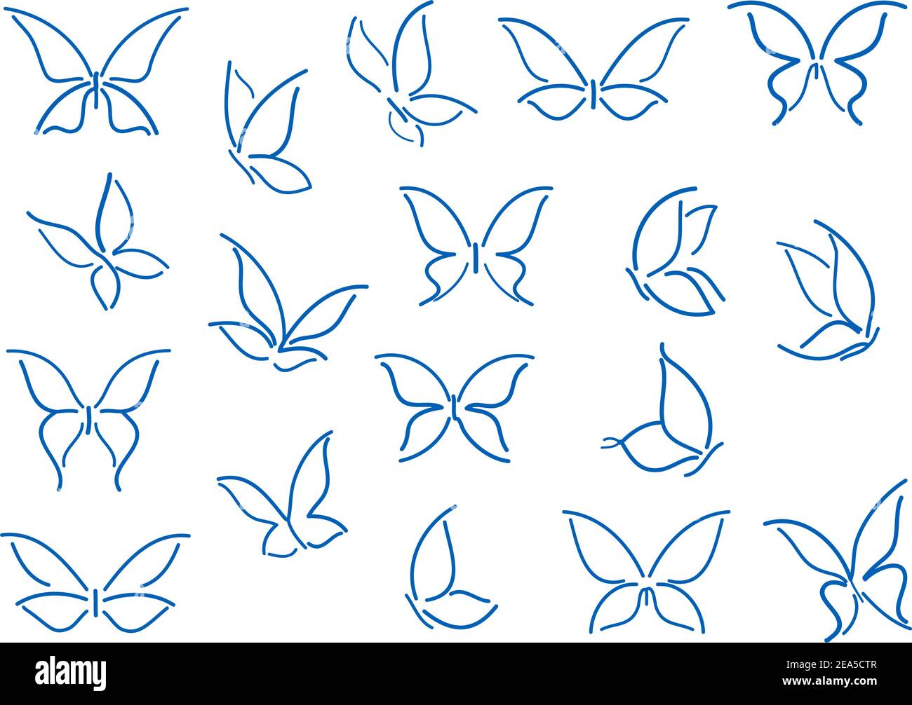 Set of butterfly silhouettes isolated on white background Stock Vector ...