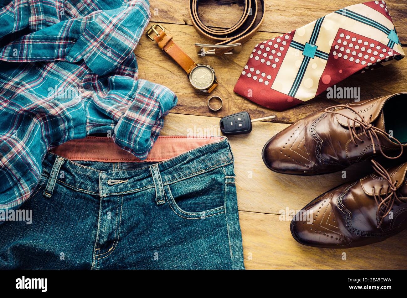 Clothing and accessories for men - tone vintage Stock Photo - Alamy