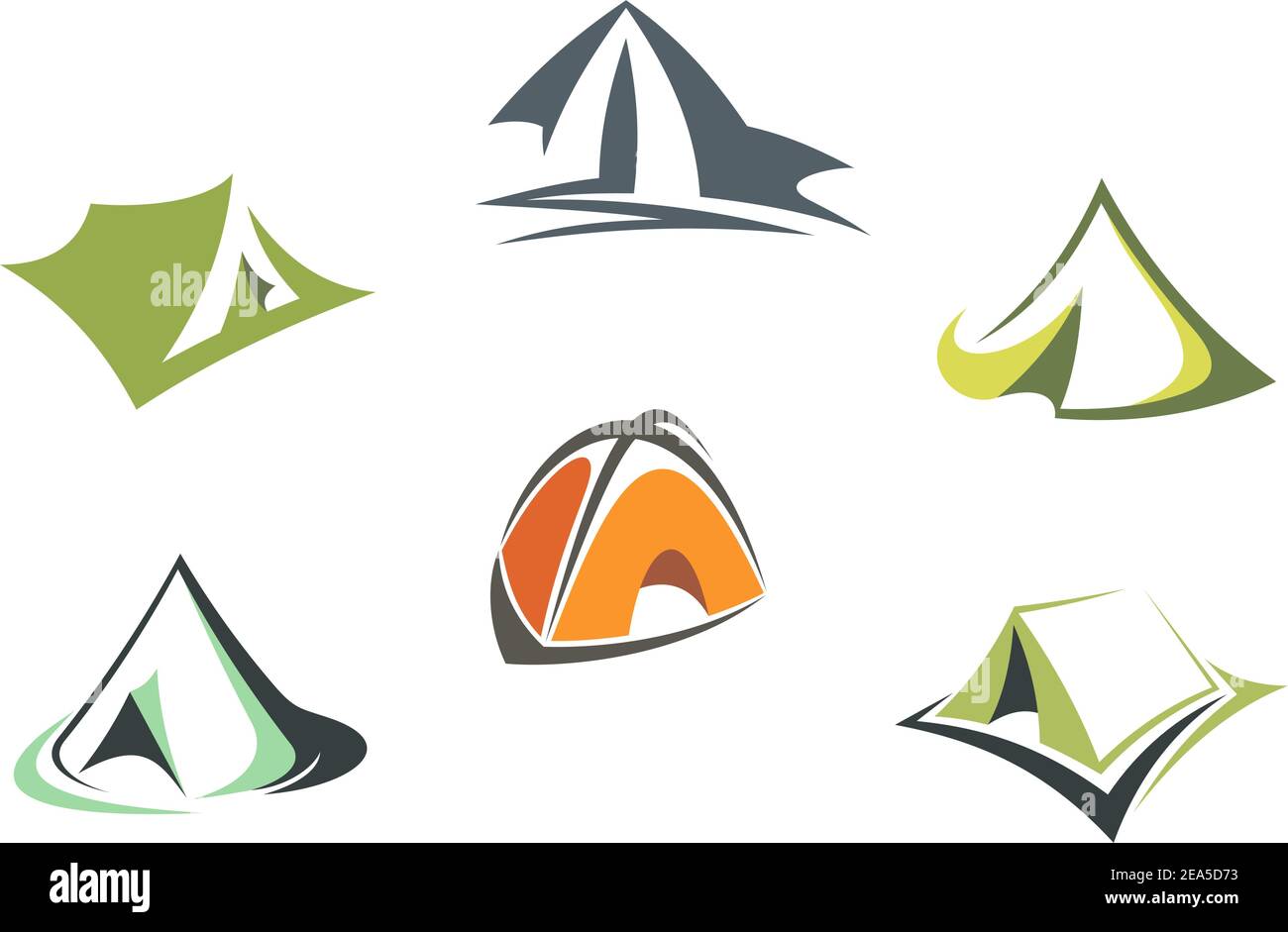 Travel and adventure camp tents set isolated on white background Stock ...