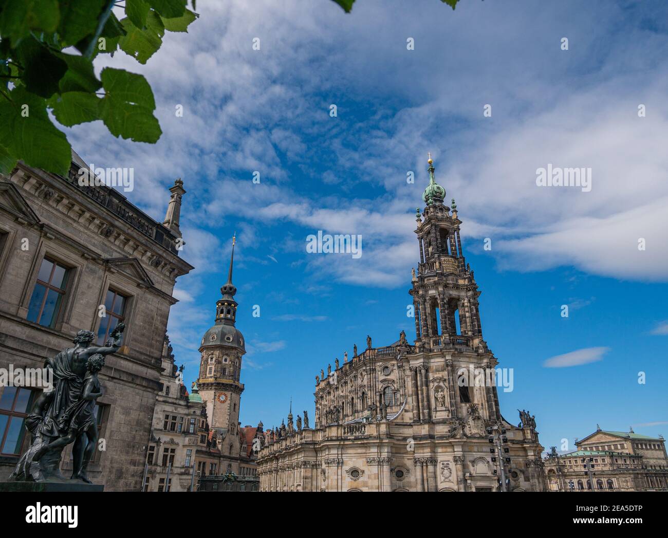 View of the Catholic Court Church and famous Semper Opera House in Dresden Stock Photo