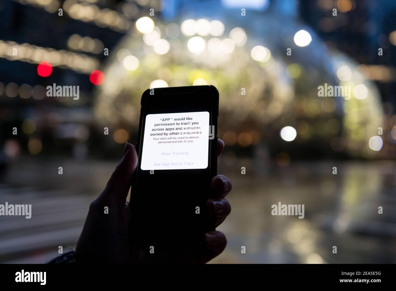Cellphone app data tracking image. Stock Photo