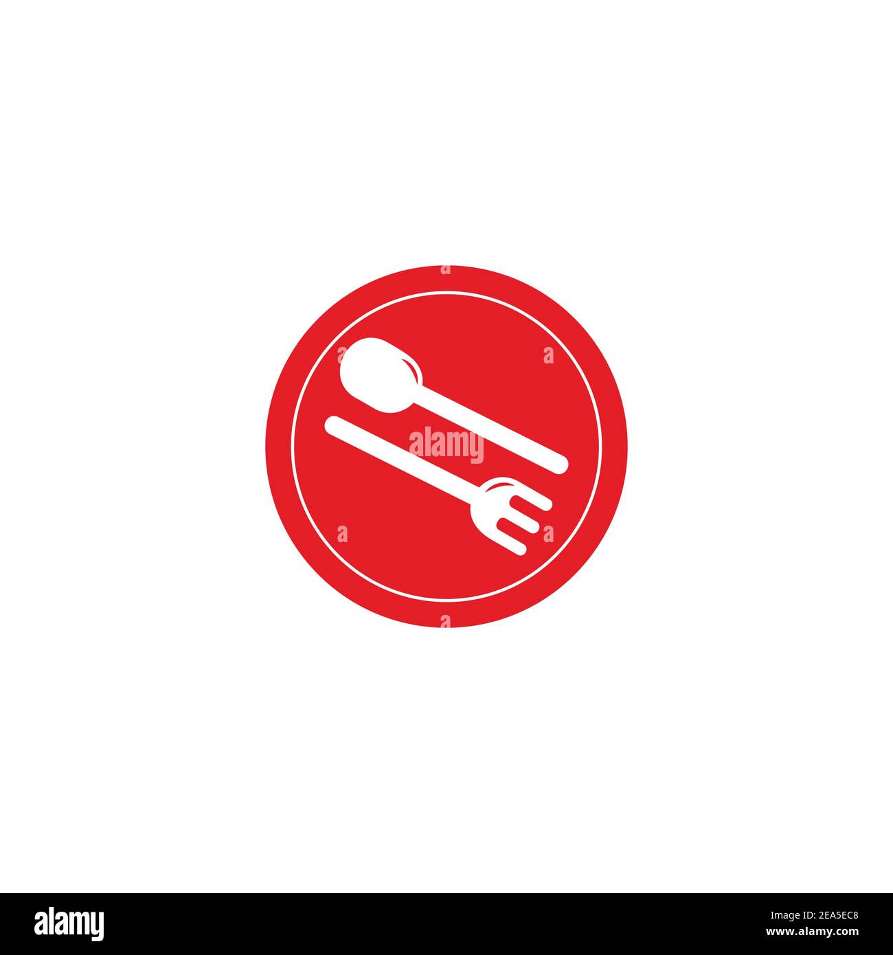 spoon fork simple plate restaurant logo vector Stock Vector