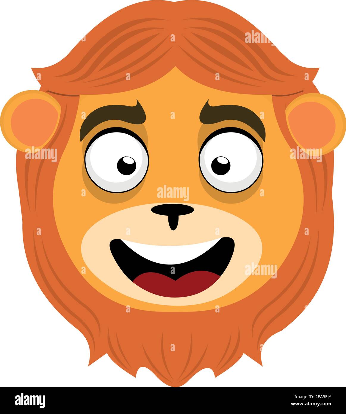 Vector illustration of emoticon of the face of a cartoon lion Stock Vector