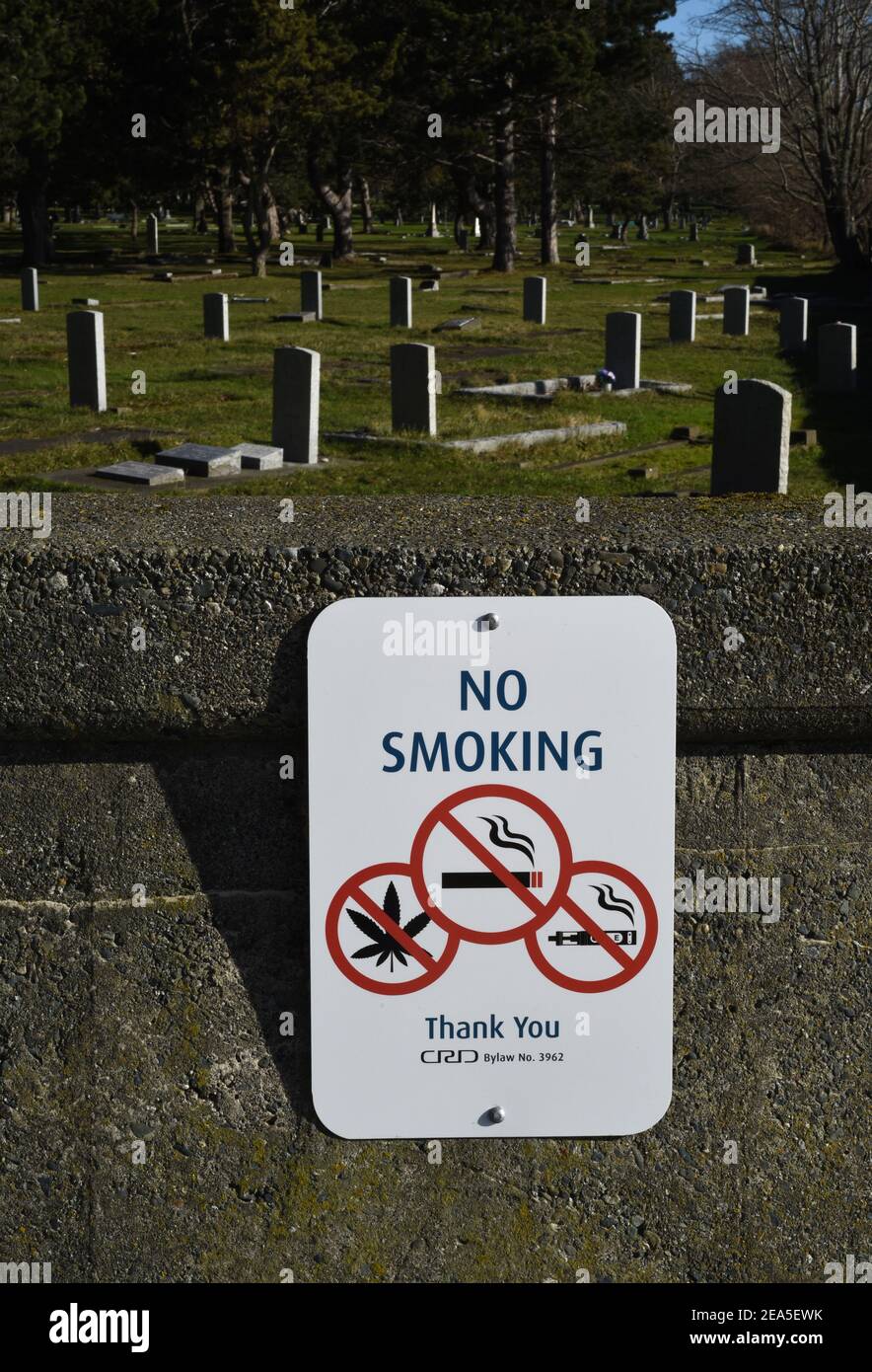 Victoria, British Columbia, Canada, 7 Feb 2021 A No Smoking sign