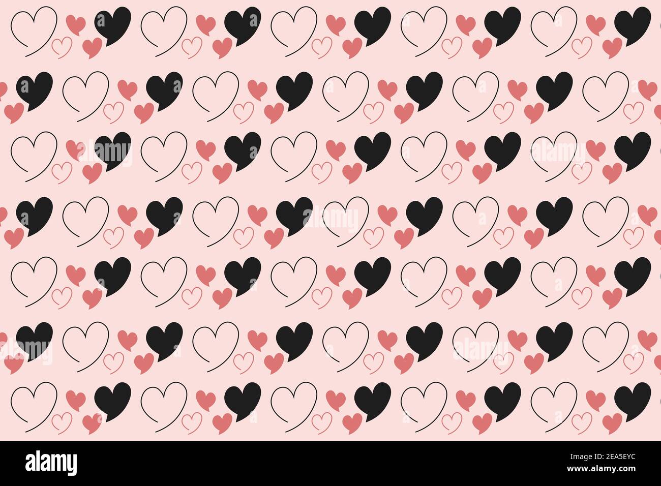 Red and black hearts pattern Stock Vector