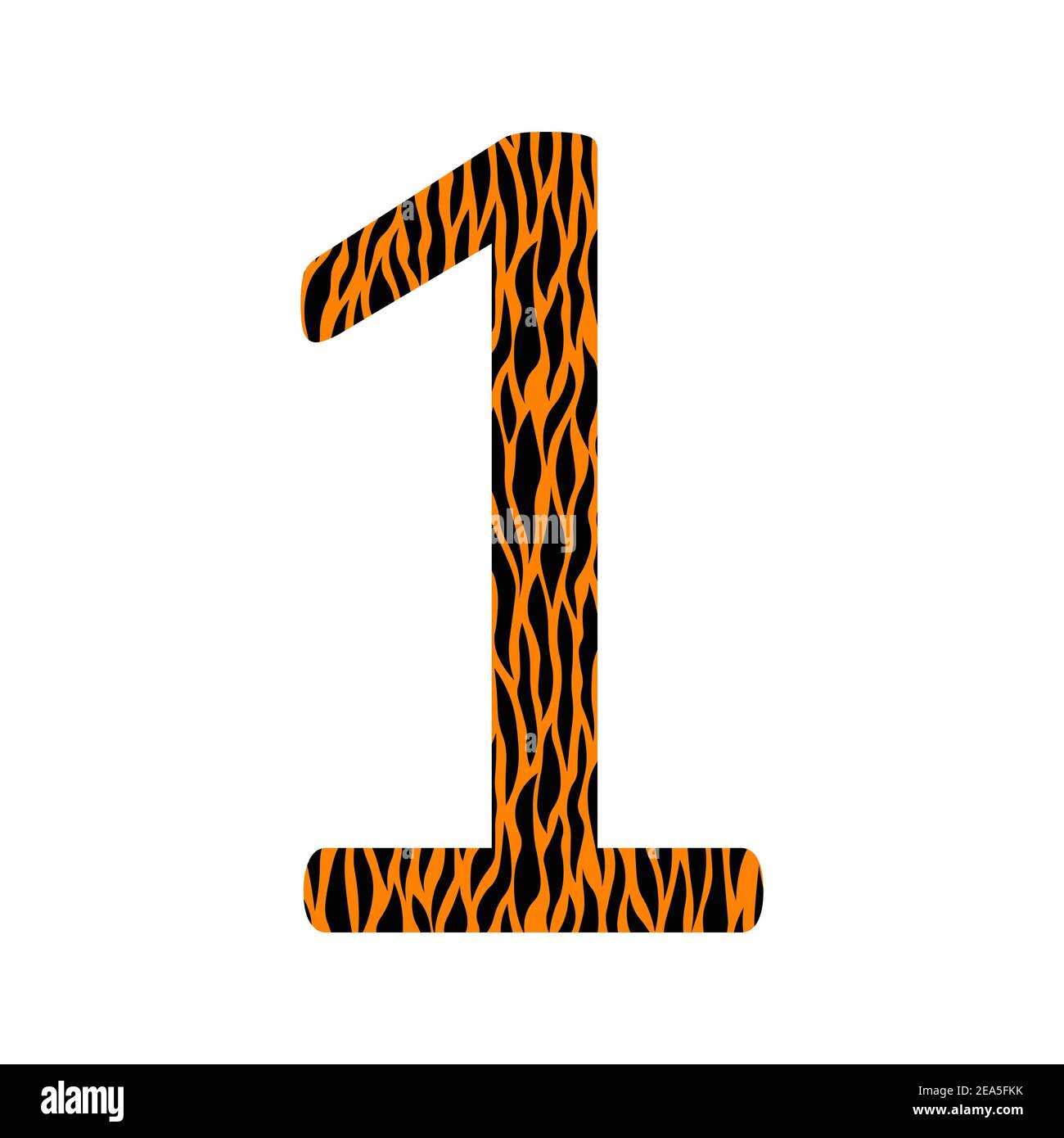 Decorative black and oranje number 1 with animal ornament. Tiger skin.  Textured curved lines effect. One isolated number. Template design for card  Stock Vector Image & Art - Alamy