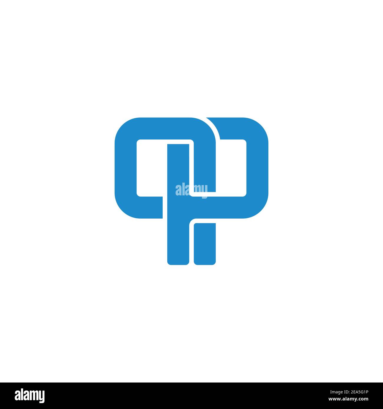 letter pq simple linked geometric flat logo vector Stock Vector