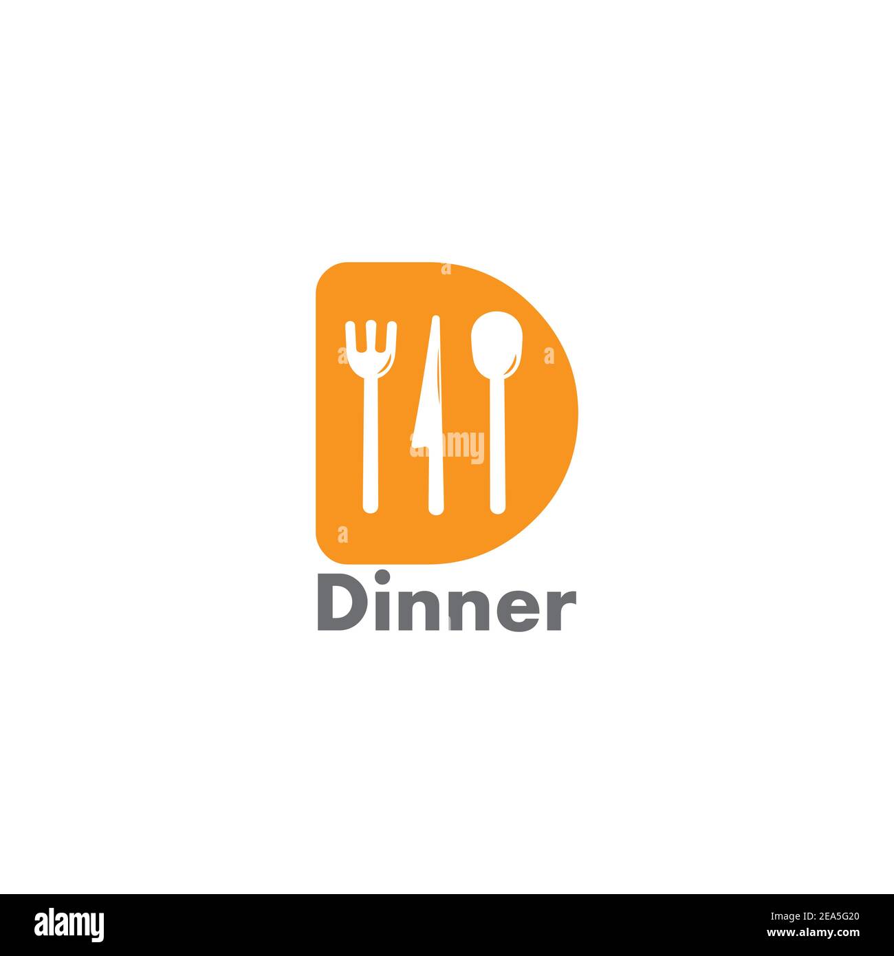 letter d spoon fork knife restaurant logo vector Stock Vector