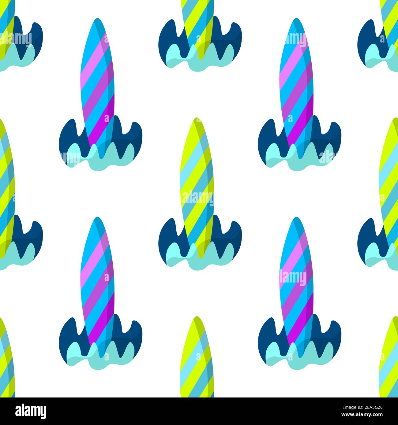 Seamless pattern with colorful surfboard on white background. Summer ...