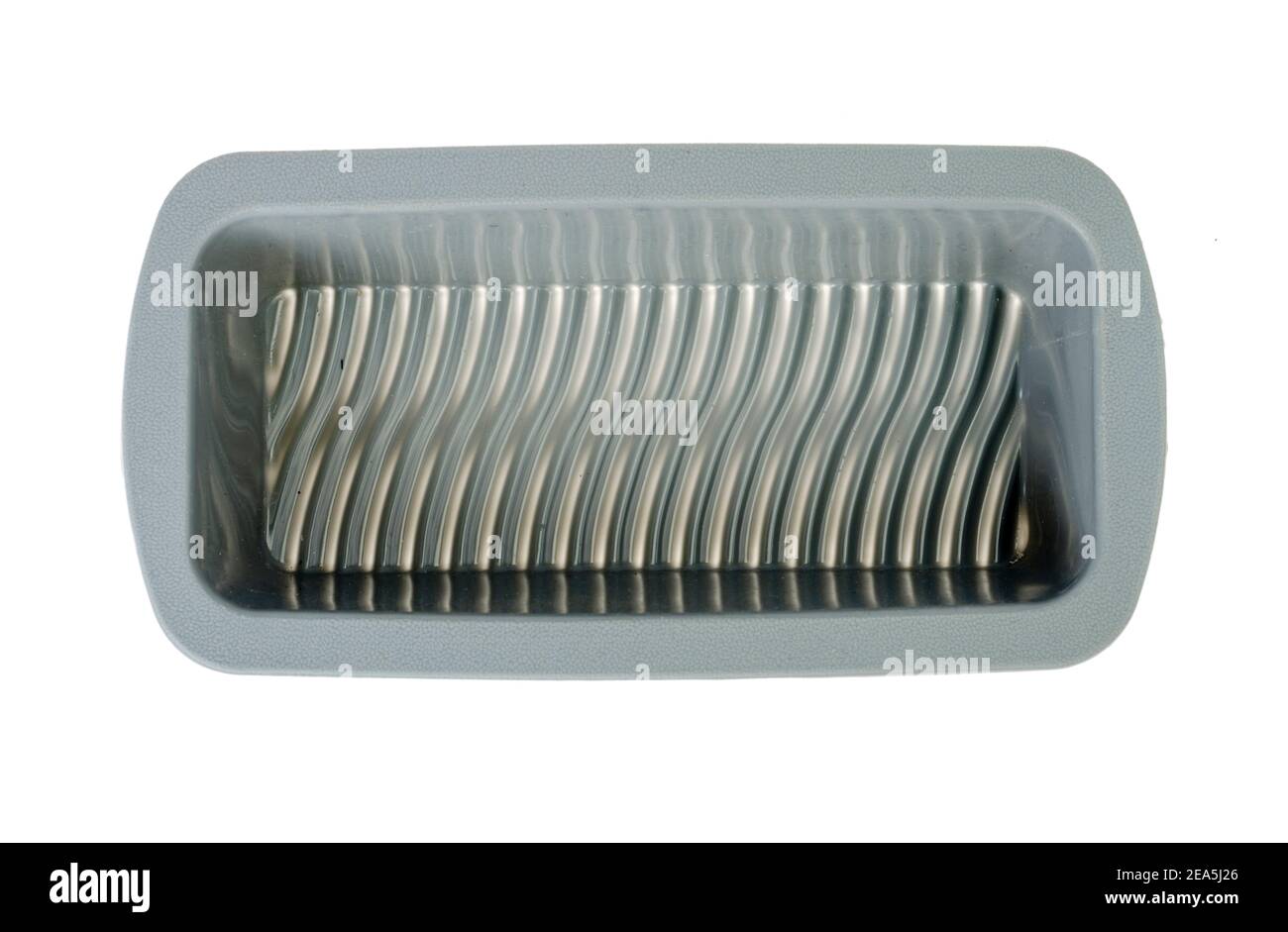 New gray silicone baking dish isolated on white background. Stock Photo