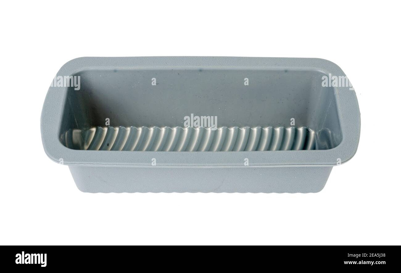 New gray silicone baking dish isolated on white background. Stock Photo