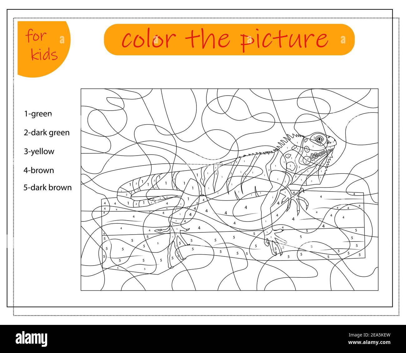 Coloring book for children by colors, iguana Stock Vector Image & Art ...