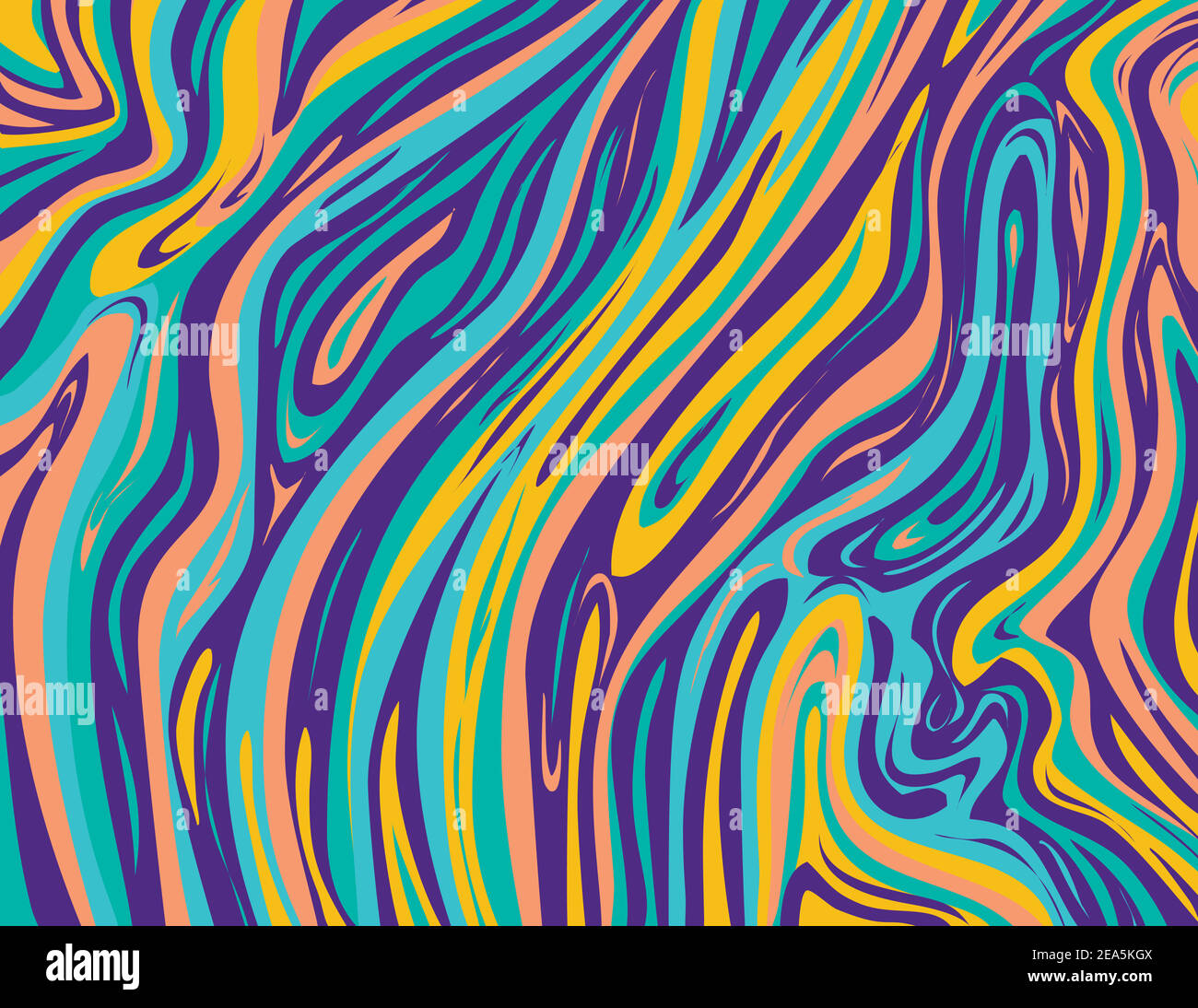 Digital marbling or inkscape illustration of an abstract swirling,psychedelic, liquid marble and simulated marbling in the style of Suminagashi Kintsu Stock Vector