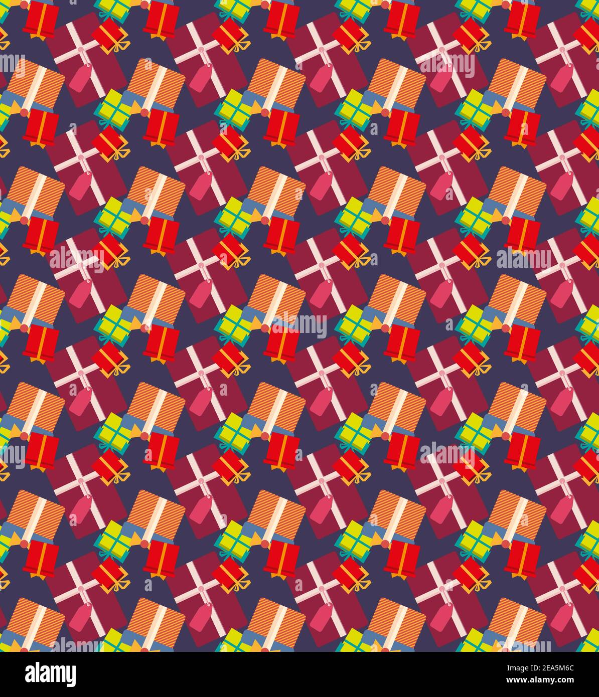 Christmas presents seamless pattern flat style vector design on a dark background Stock Vector