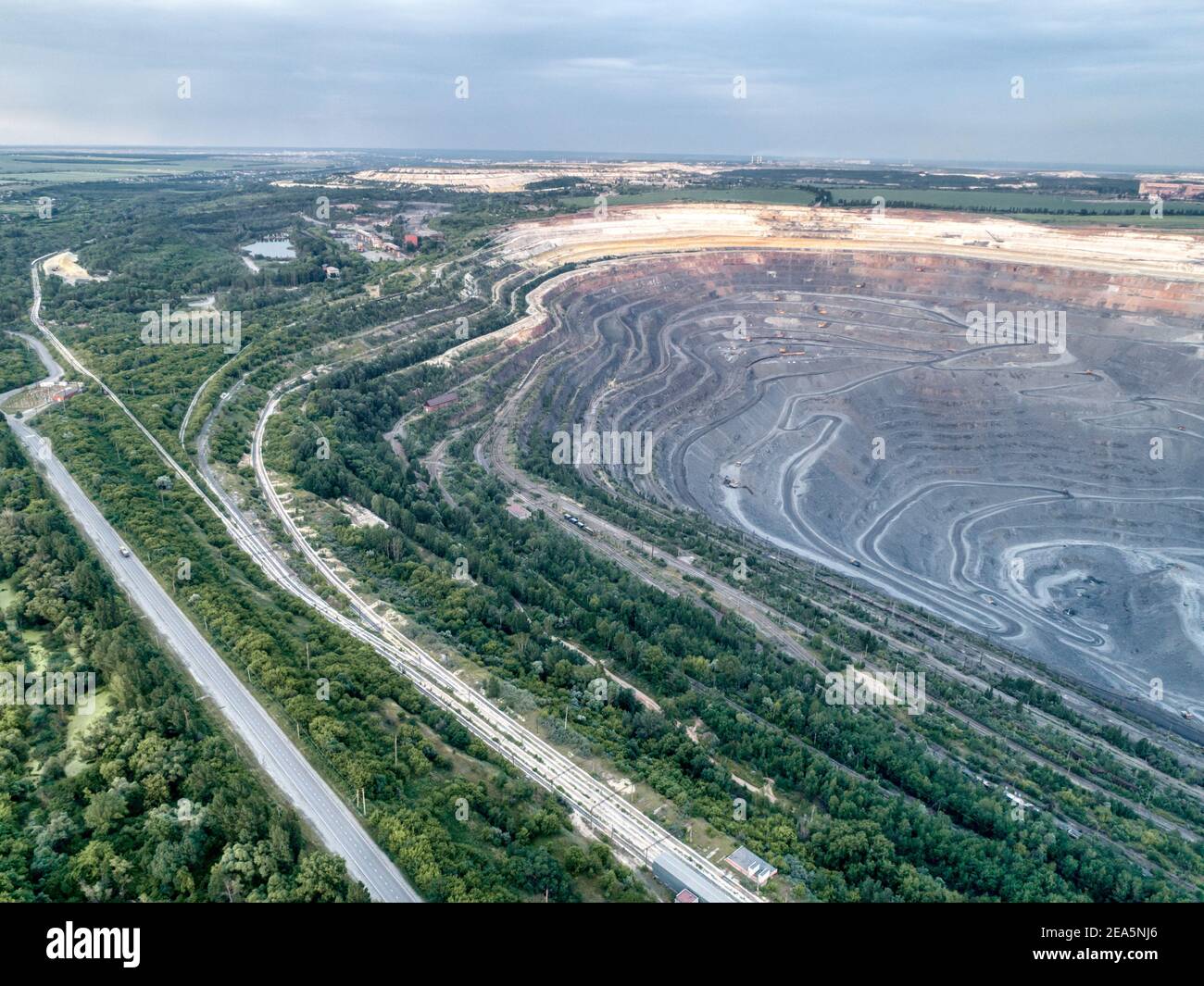 Open pit for the extraction of ore. Stock Photo