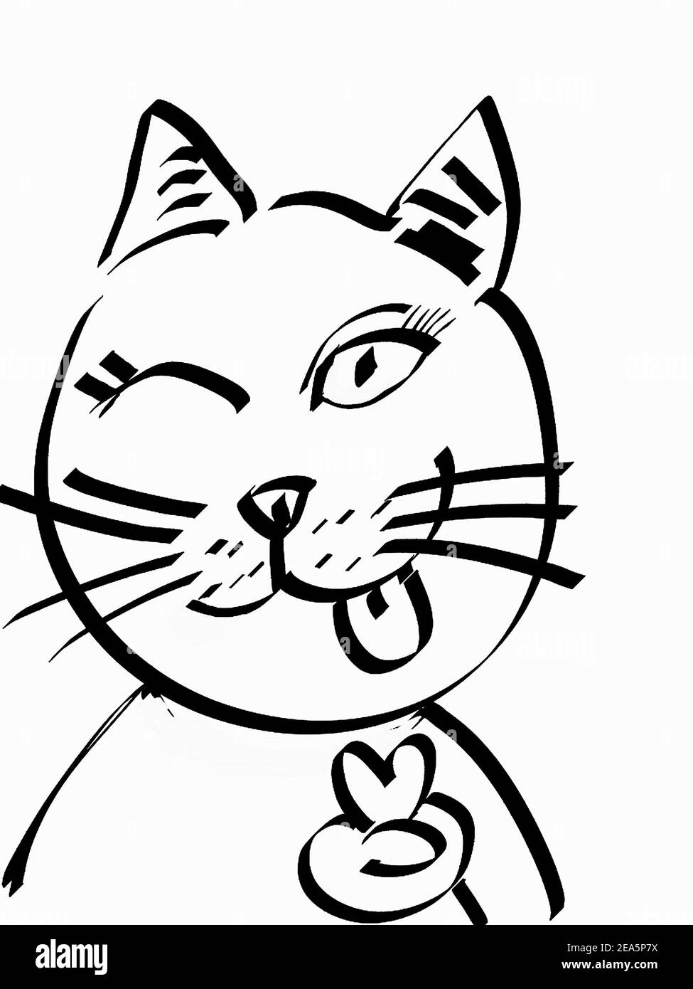 Animals Animal Cat Puss Pussy Kitty Line Drawn Pattern Vector