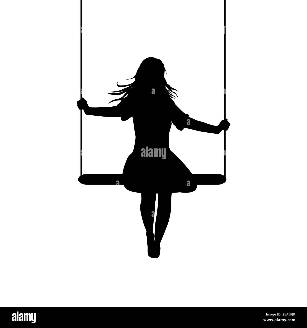 A young woman silhouette who is swinging Stock Vector
