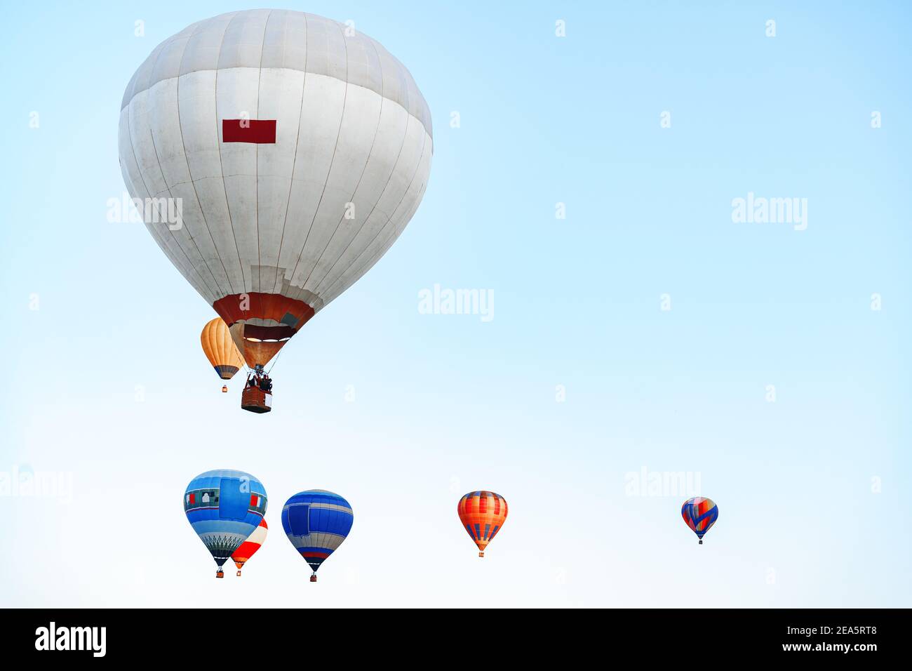 Hot air balloon flying in the sky Stock Photo - Alamy