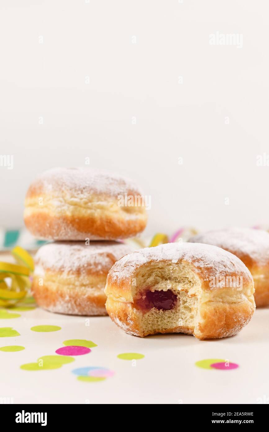 Berliner Pfannkuchen, a traditional German donut like dessert made from sweet yeast dough fried