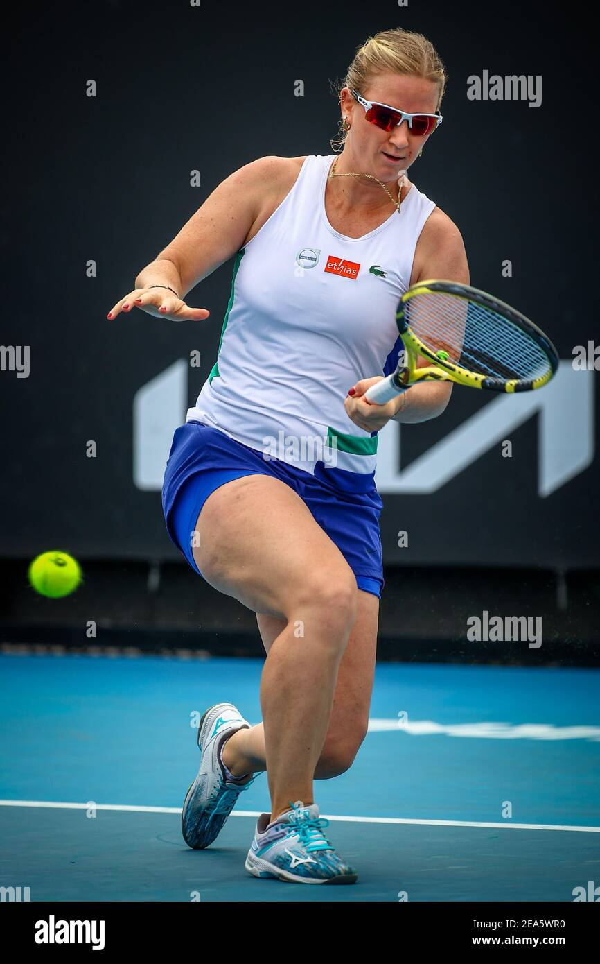 Ysaline Bonaventure (WTA 123) pictured in action during a tennis match  between Belgian Bonaventure and Hungarian Babos, in the first round of the  wome Stock Photo - Alamy