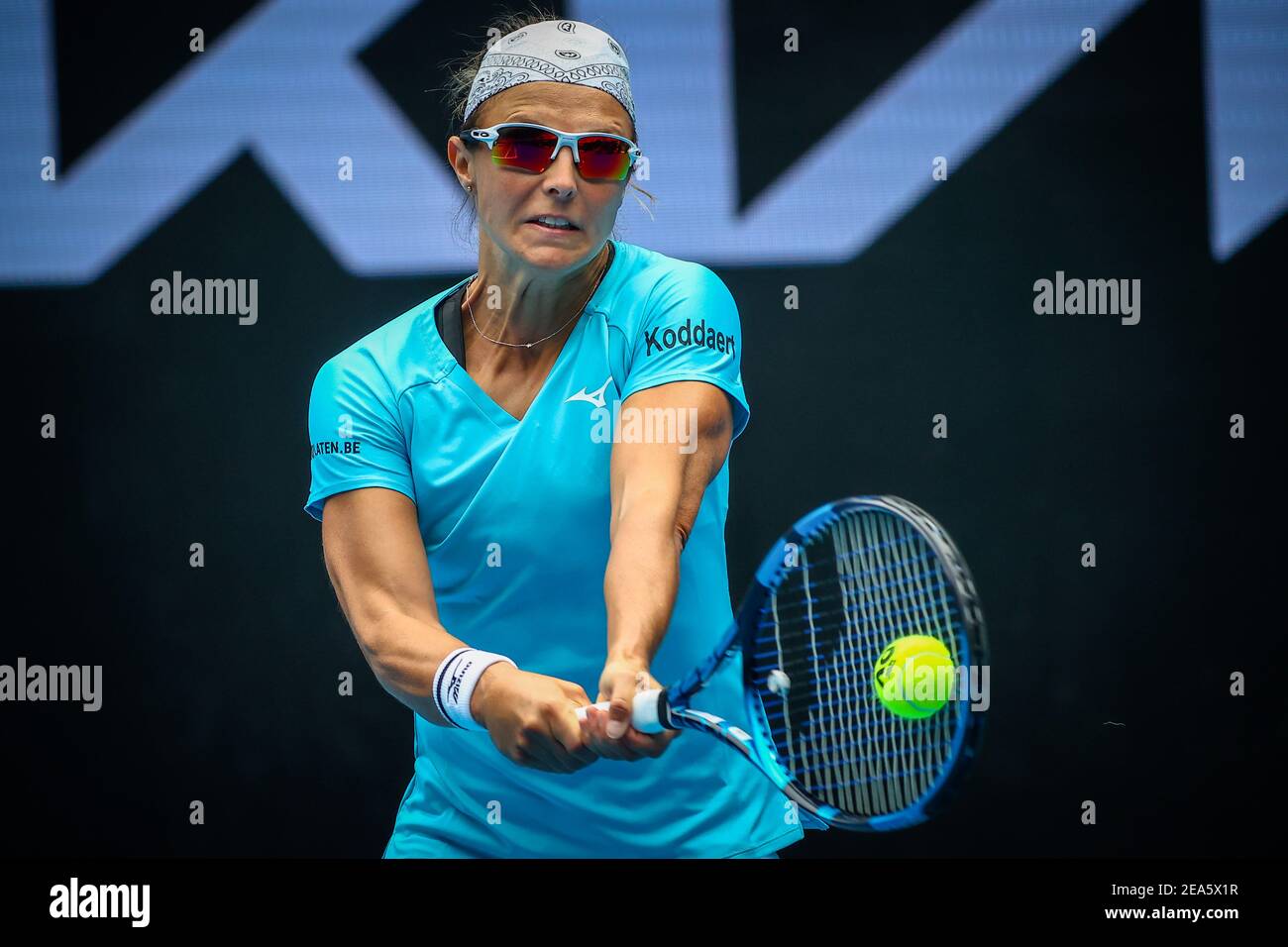Kirsten Flipkens (WTA 87) pictured in action during a tennis match between  Belgian Flipkens and American Williams, in the first round of the women's s  Stock Photo - Alamy