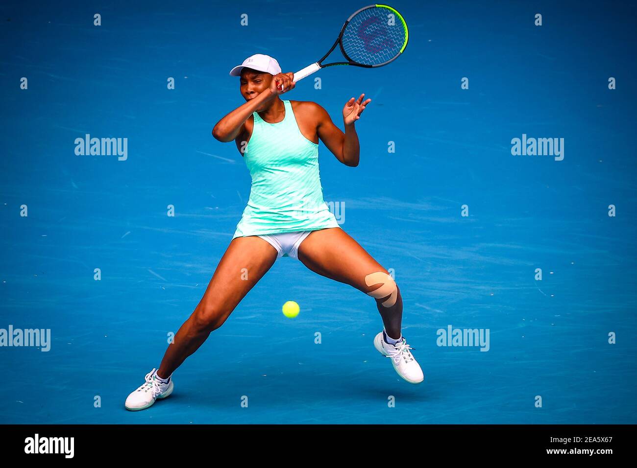 Venus Williams (WTA 80) pictured in action during a tennis match between Belgian Flipkens and American Williams, in the first round of the women's sin Stock Photo