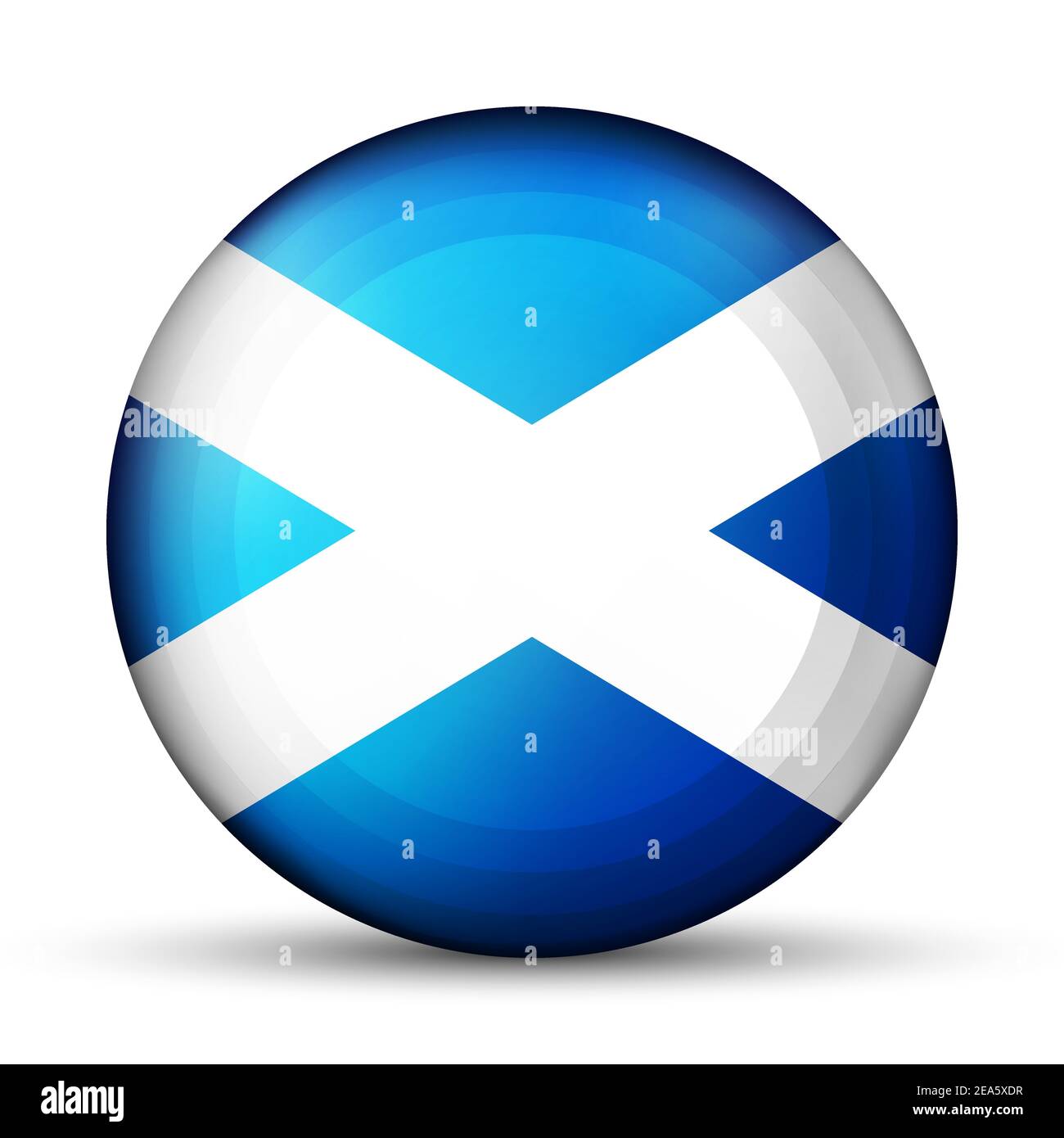 Glass light ball with flag of Scotland. Round sphere, template icon ...