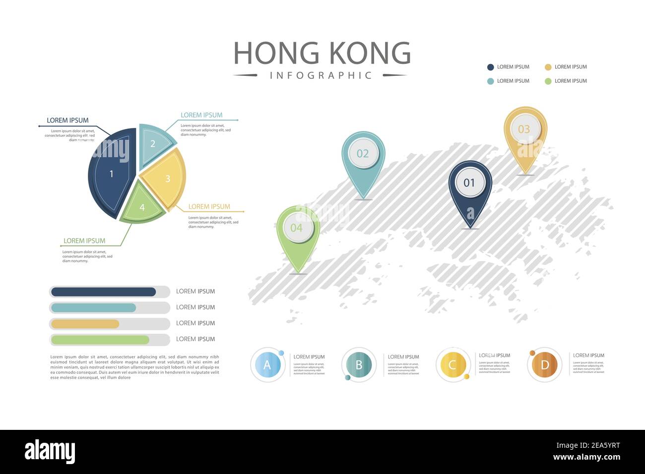 Hong kong map infographics Vector illustration. Stock Vector