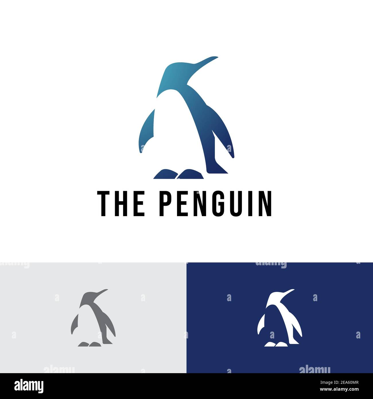Penguin Ice Animal Negative Space Logo Template Stock Vector