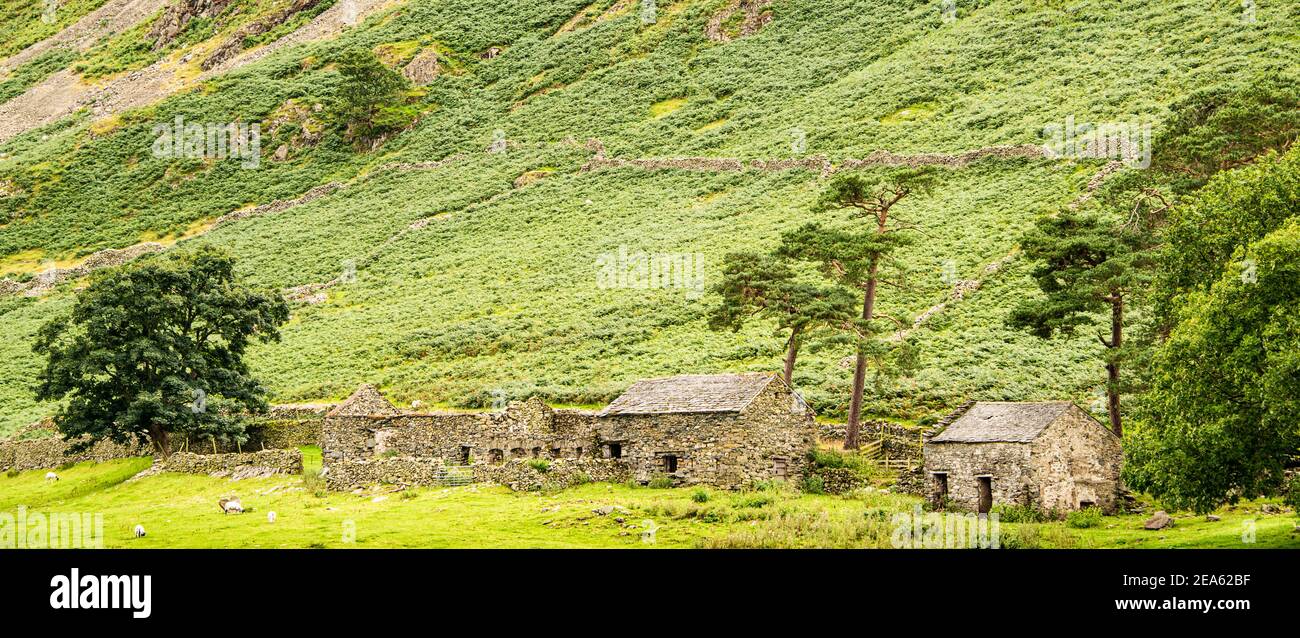 Abandoned barns on a farm in Martindale, Cumbria 4751 Stock Photo