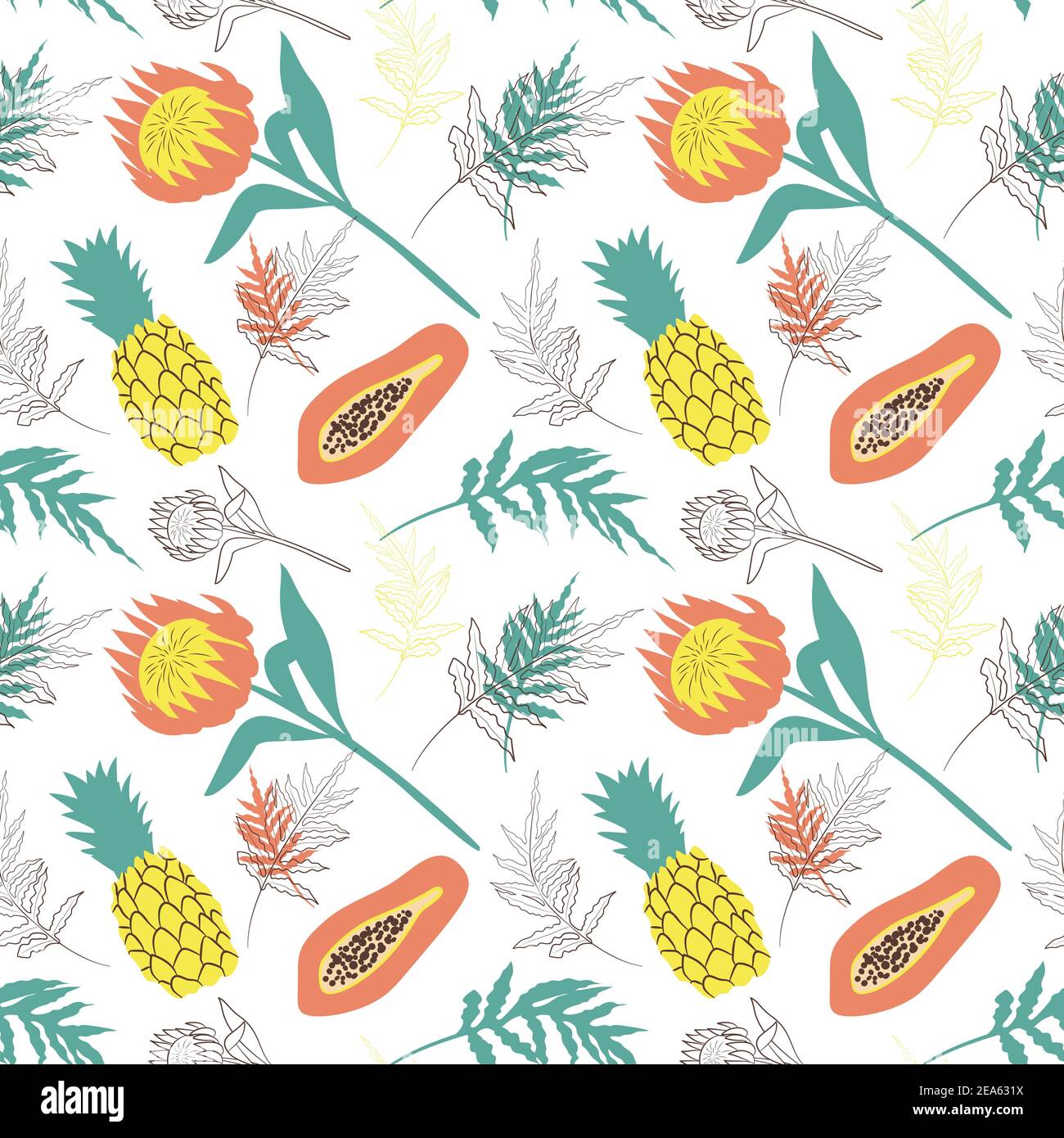 Tropical fruits leaves seamless hi-res stock photography and images - Alamy