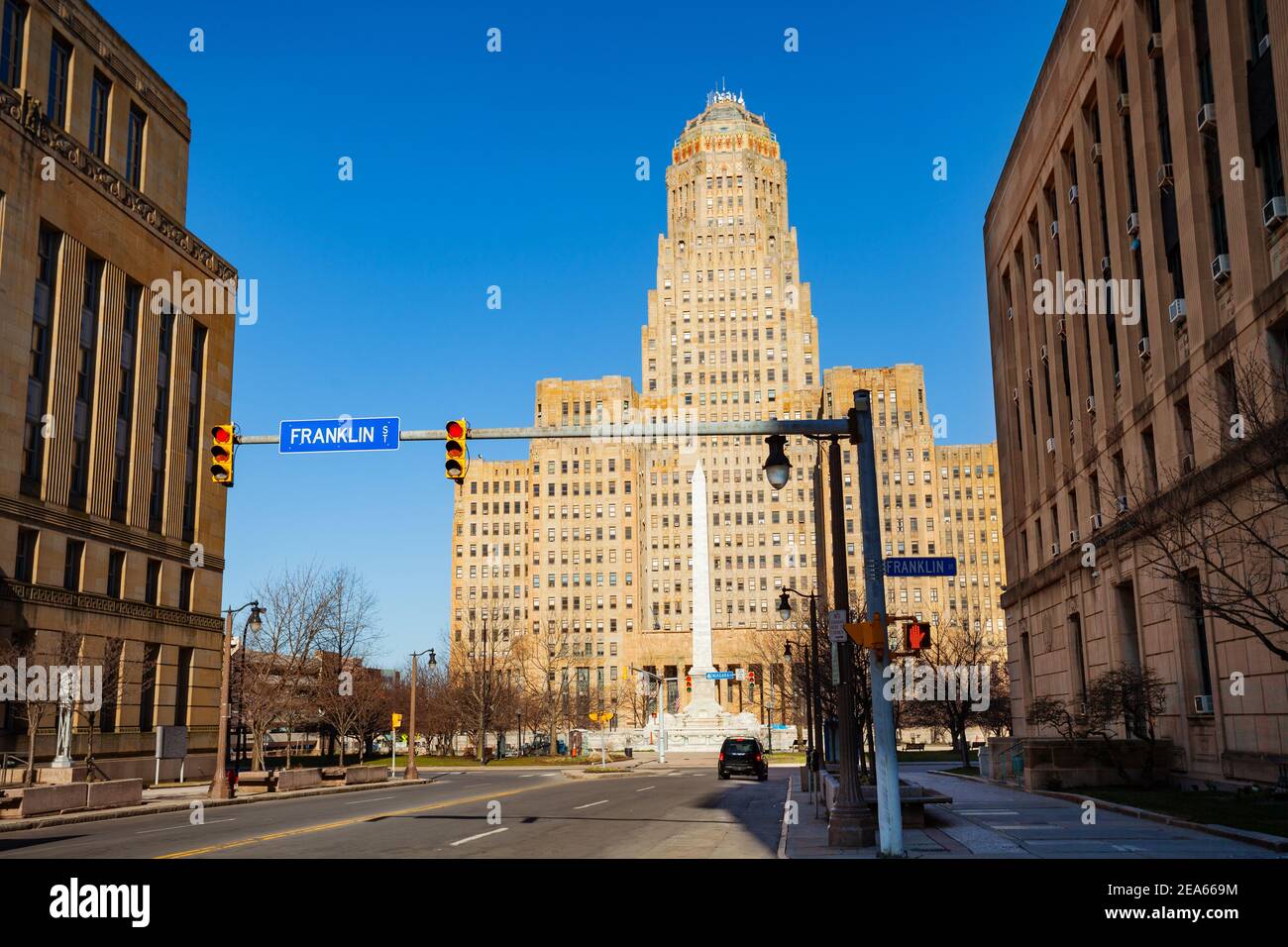 Buffalo City Hall on Niagara Square and Franklin street, New York state, USA Stock Photo
