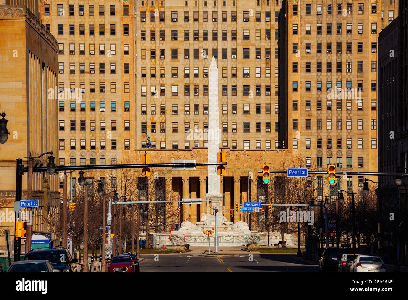 McKinley Monument over Buffalo city hall building on Niagara Square - New York, USA Stock Photo