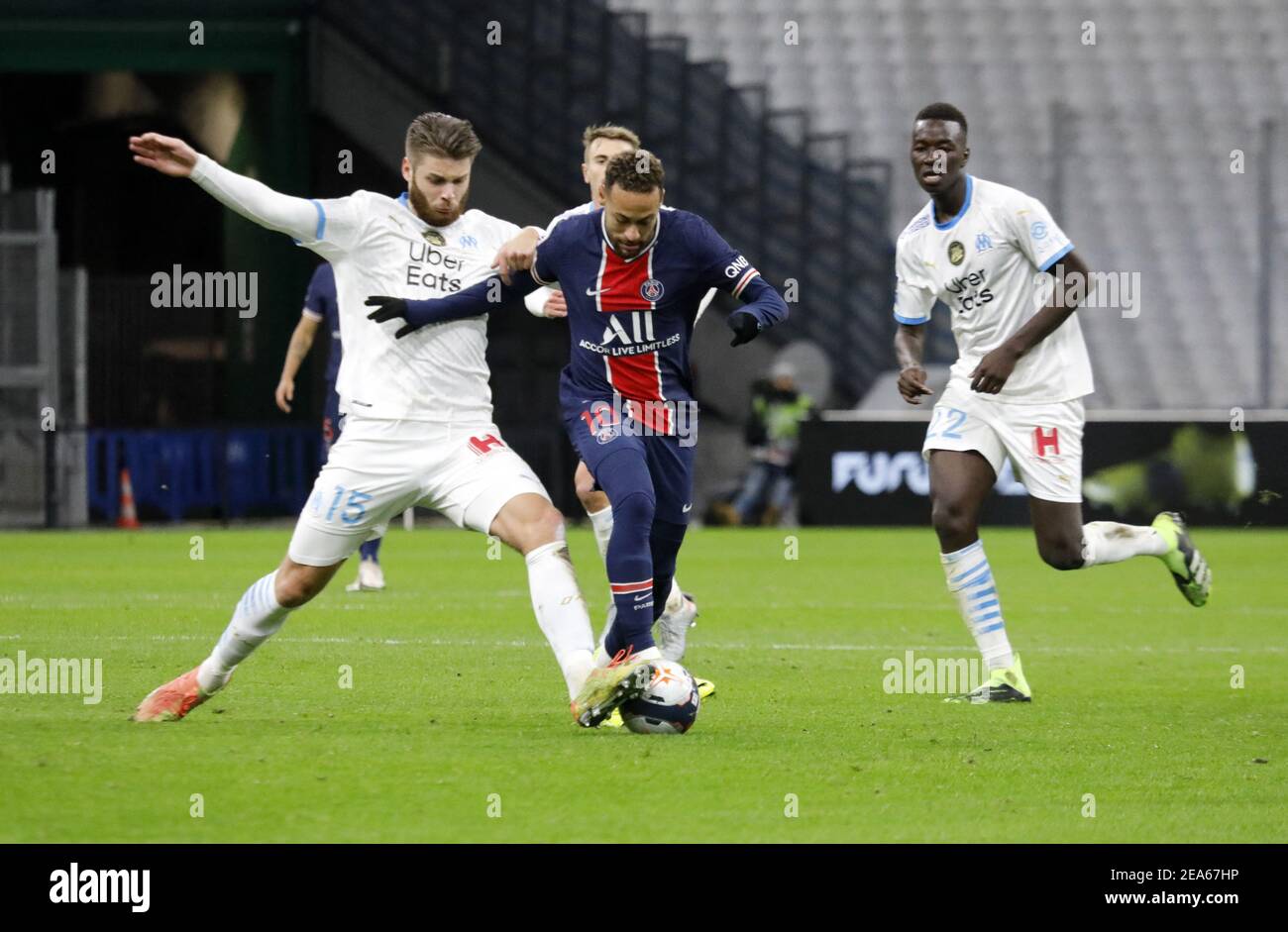 Neymar Jr Of Psg During The League 1 Soccer Match Between Olympique De Marseille And Paris Saint Germain At Empty Velodome Stadium Due To Coronavirus Restriction In Marseille France On February 07 21 Photo By Neymar Jr Of Psg During The League 1 Soccer Match Between Olympique De Marseille And Paris Saint Germain At Empty Velodome Stadium Due To Coronavirus Restriction In Marseille France On February 07 21 Photo By